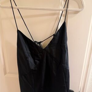 Satin Black Spaghetti Strap Slip blousw